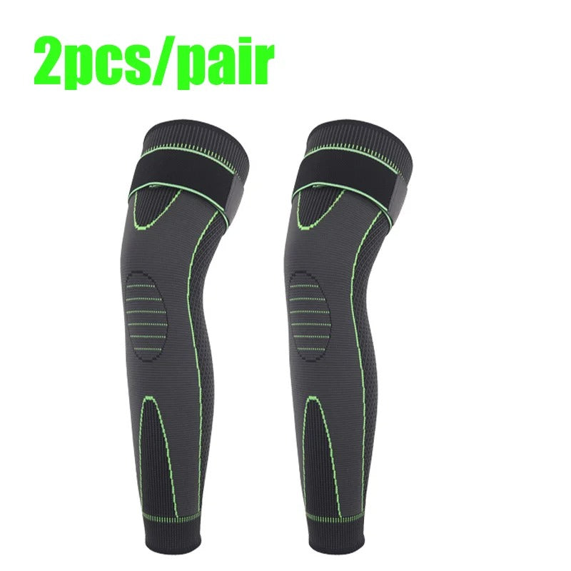 1 pair Elastic Non-Slip Knee Pads Long Leg Sleeve Bandage Pressurized Knee Pads Running