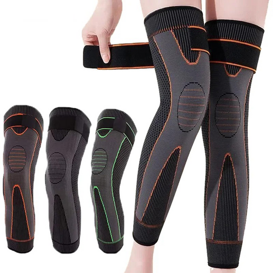 1 pair Elastic Non-Slip Knee Pads Long Leg Sleeve Bandage Pressurized Knee Pads Running