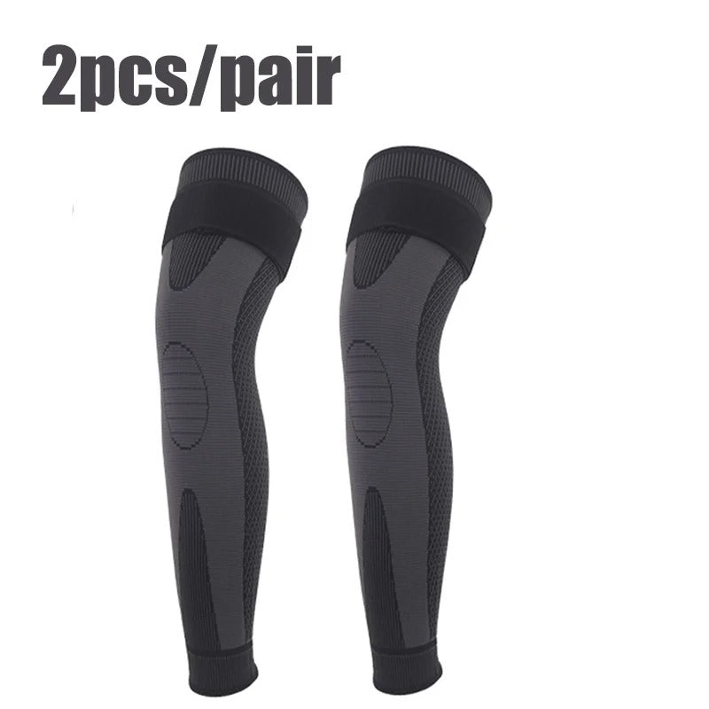 1 pair Elastic Non-Slip Knee Pads Long Leg Sleeve Bandage Pressurized Knee Pads Running