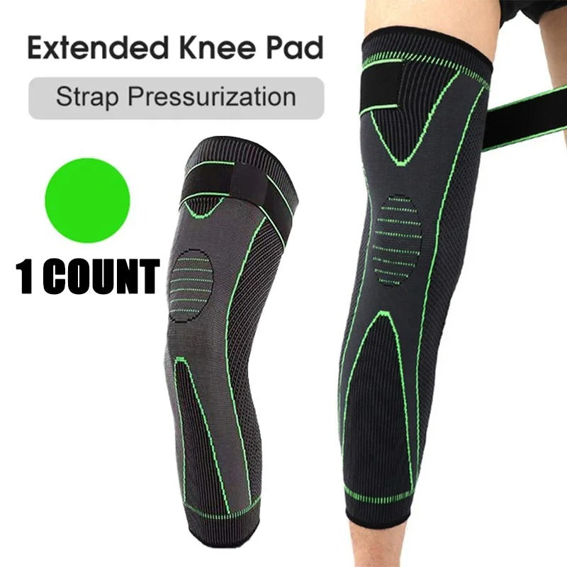 1 pair Elastic Non-Slip Knee Pads Long Leg Sleeve Bandage Pressurized Knee Pads Running
