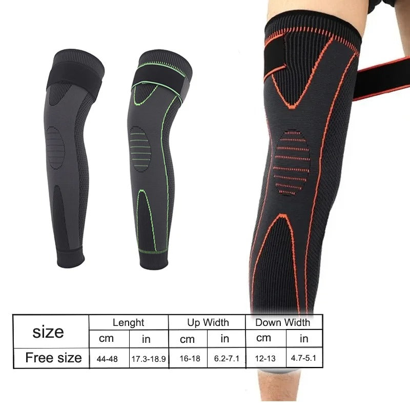 1 pair Elastic Non-Slip Knee Pads Long Leg Sleeve Bandage Pressurized Knee Pads Running