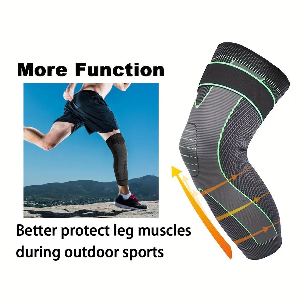 1 pair Elastic Non-Slip Knee Pads Long Leg Sleeve Bandage Pressurized Knee Pads Running
